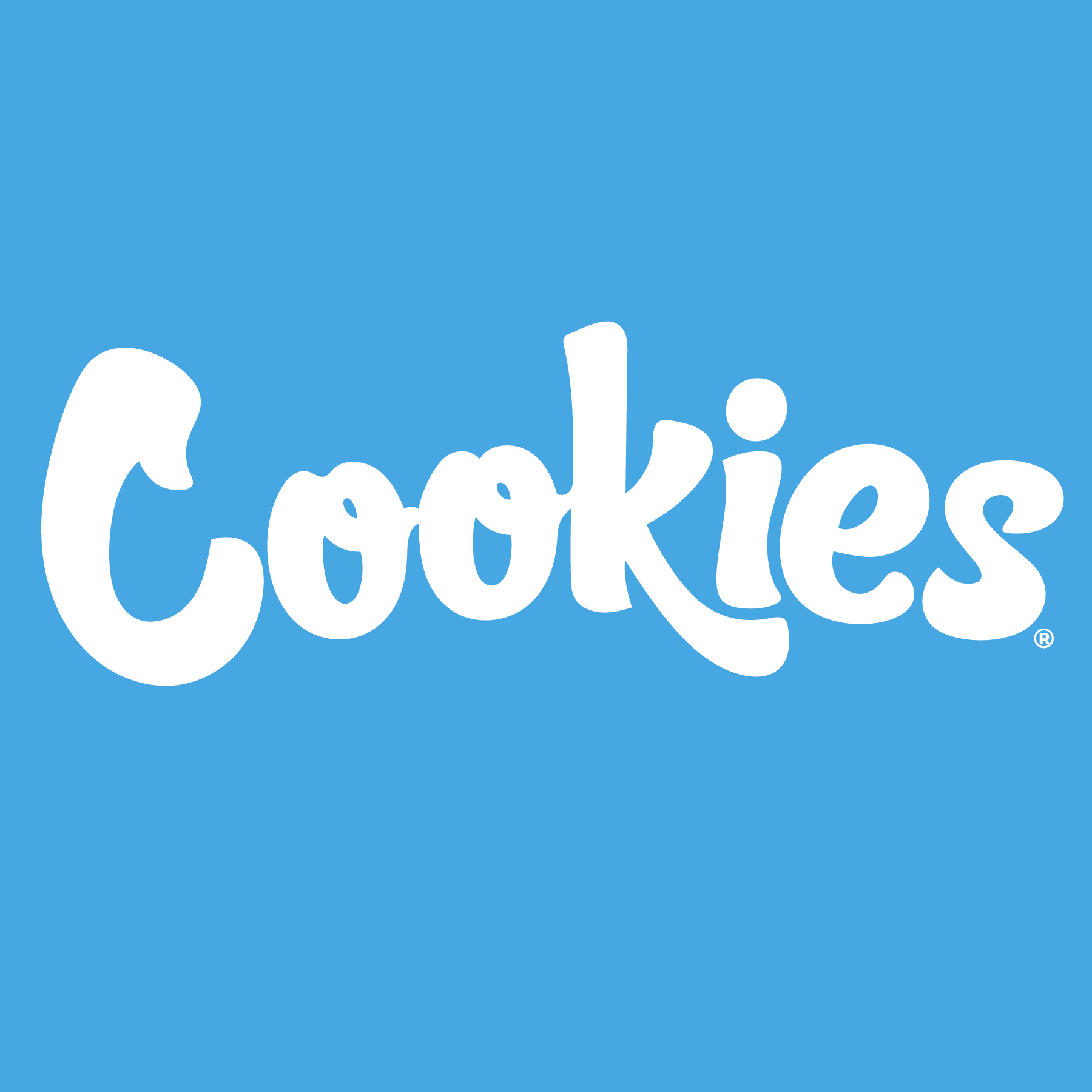 Cookies White text on blue background