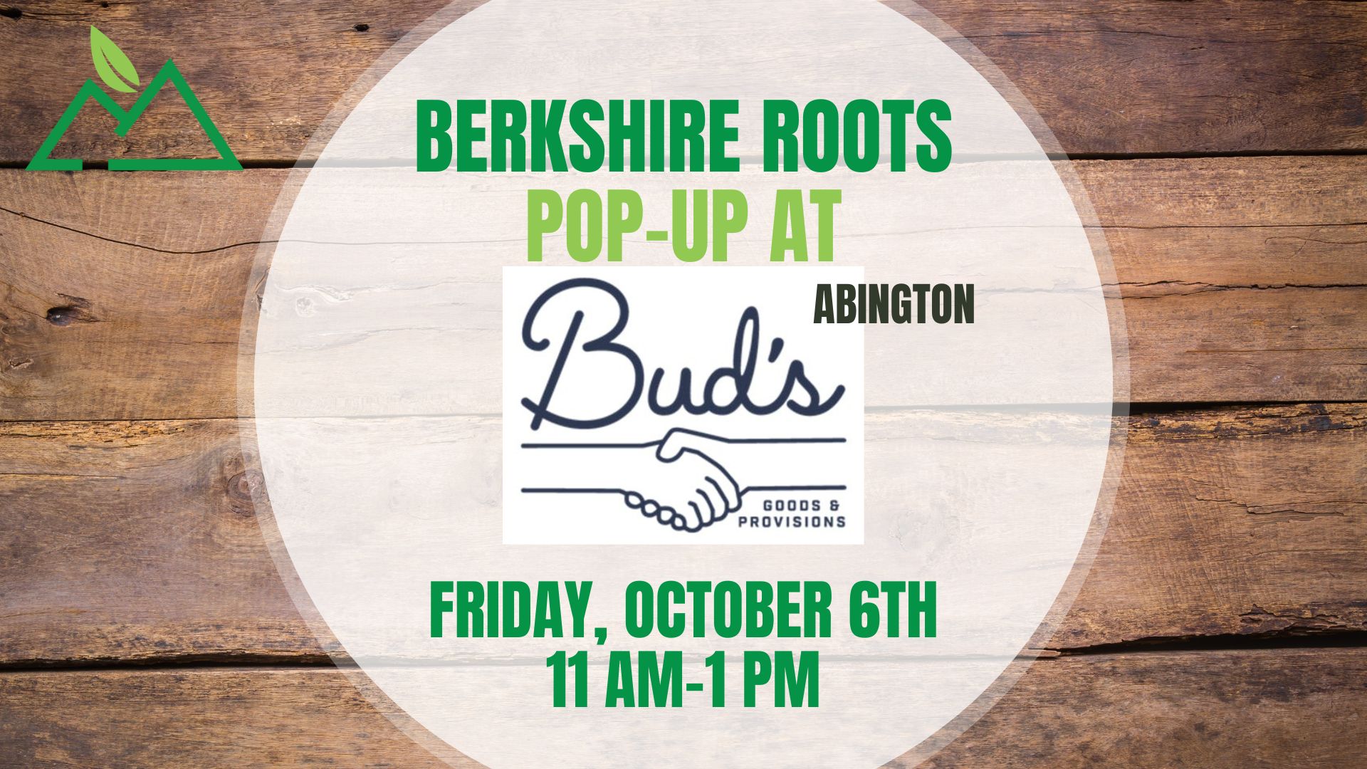 Berkshire Roots Pop Up at Bud's Goods
