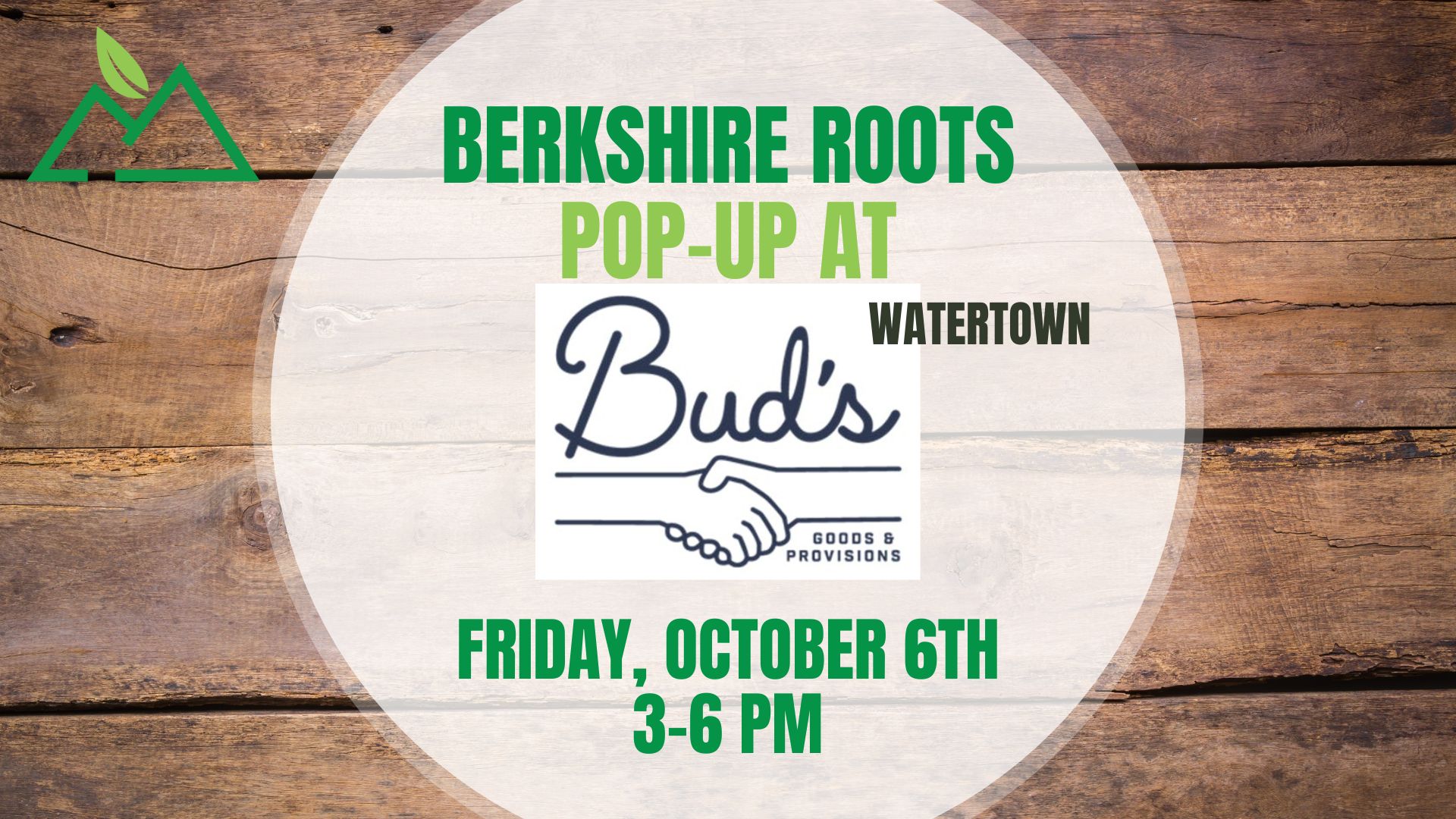Berkshire Roots Pop Up at Bud's Goods